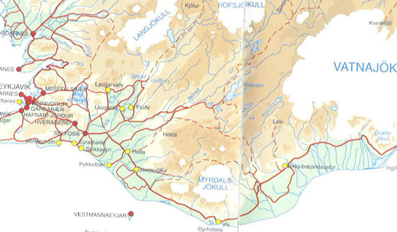 Karta s�dra Island hekla